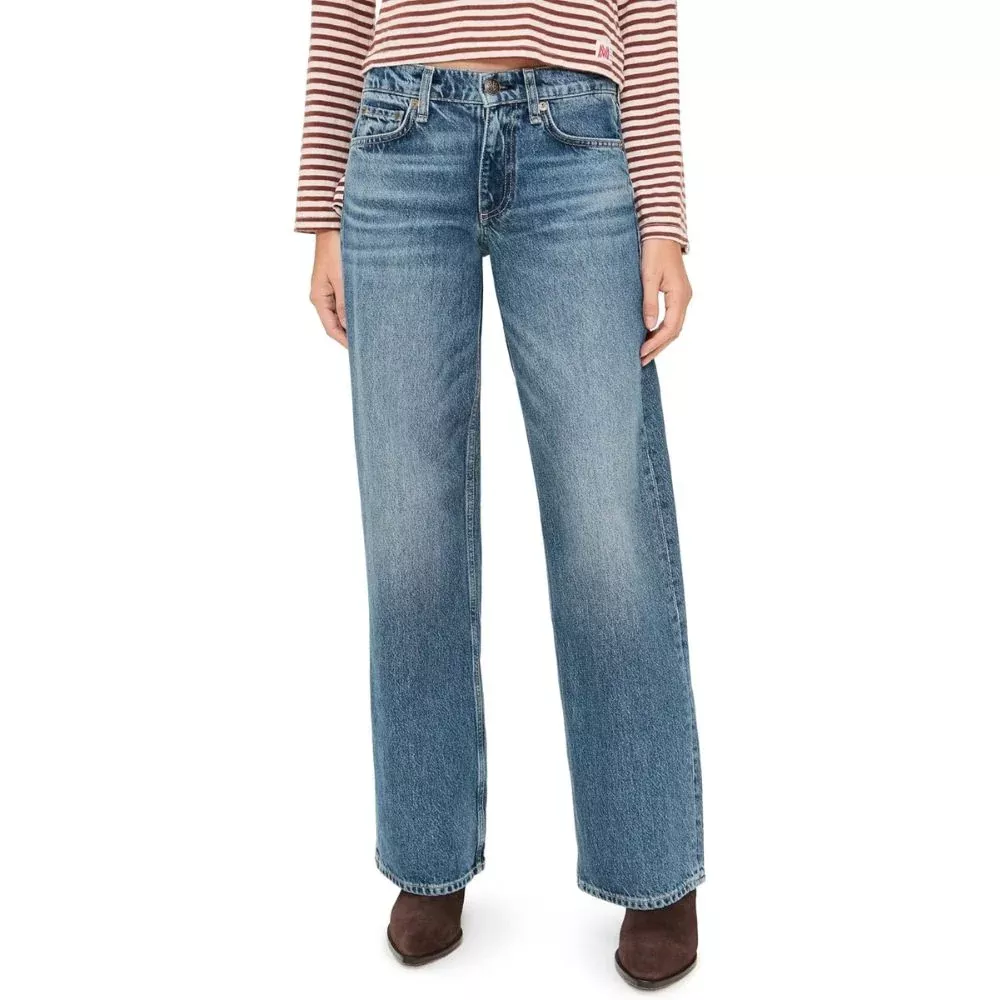 rag & bone Women's Low Rise Full Stright Leg Jeans, Echo