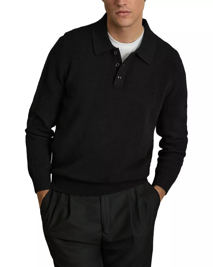Reiss Kingsley Half Button Wool Top