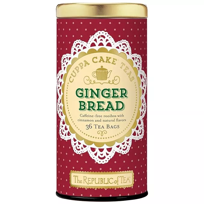 The Republic of Tea Gingerbread Cuppa Cake Red Tea, 36 Tea Bag Tin