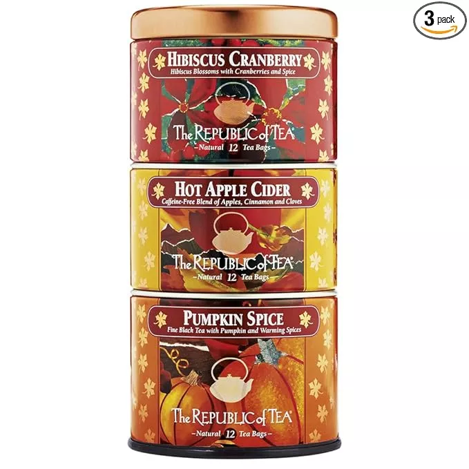 The Republic of Tea – Harvest Stackable Tea Tin, Autumn Assortment, 36 Tea Bags