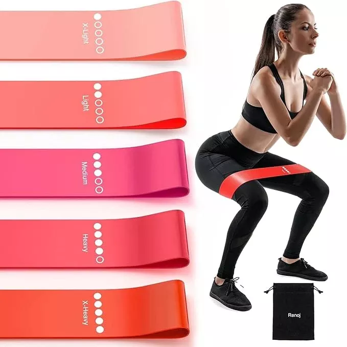 Resistance Bands for Working Out, Elastic Exercice Loop Bands for Physical Therapy, Yoga Starter Set of Stretch Bands for Booty Legs, Pilates Flexbands