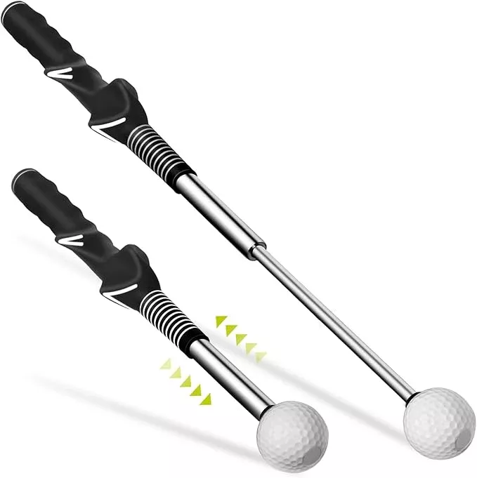 Retractable Golf Swing Aid for Golf Speed Training, Rhythm Click Golf Swing Trainer for Indoor Golf Practice & Outdoor Warm Up, Golf Grip Trainer for Improving Hitting Strength & Tempo
