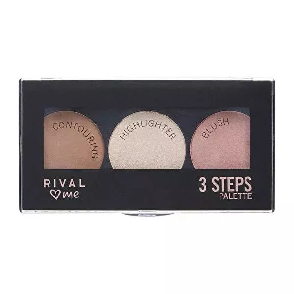 Rival Loves Me 3 Steps Makeup Palette - Compact Contouring and Highlighting Kit for Everyday Use