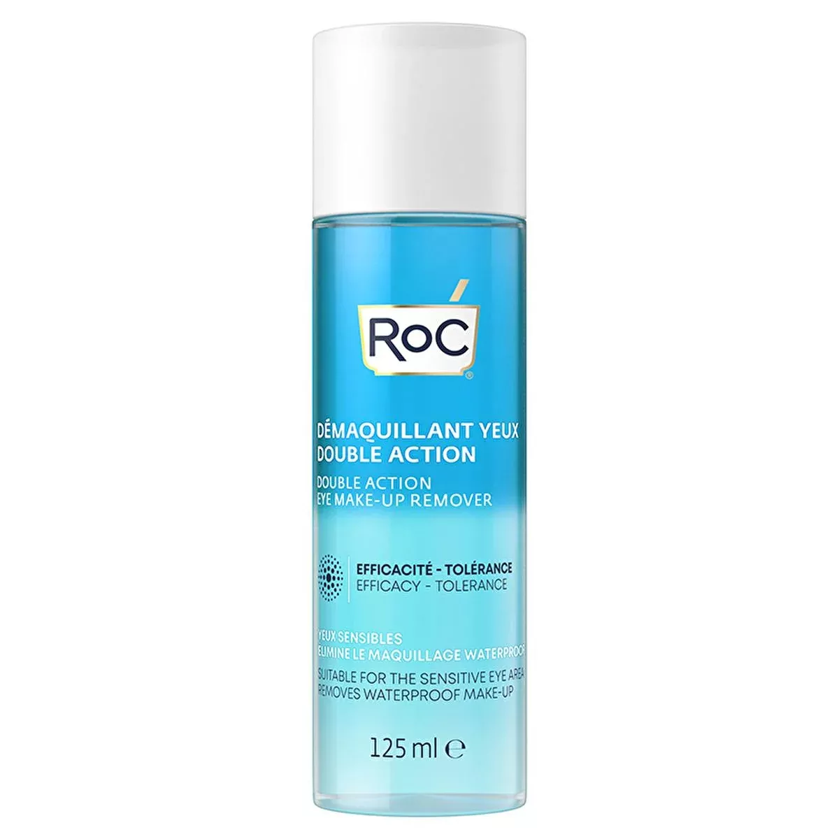 RoC Dual Action Eye Makeup Remover - Waterproof, Gentle, Hydrating Formula - Dissolves Stubborn Mascara, Oil & Glycerin Enriched, 4.23 fl oz