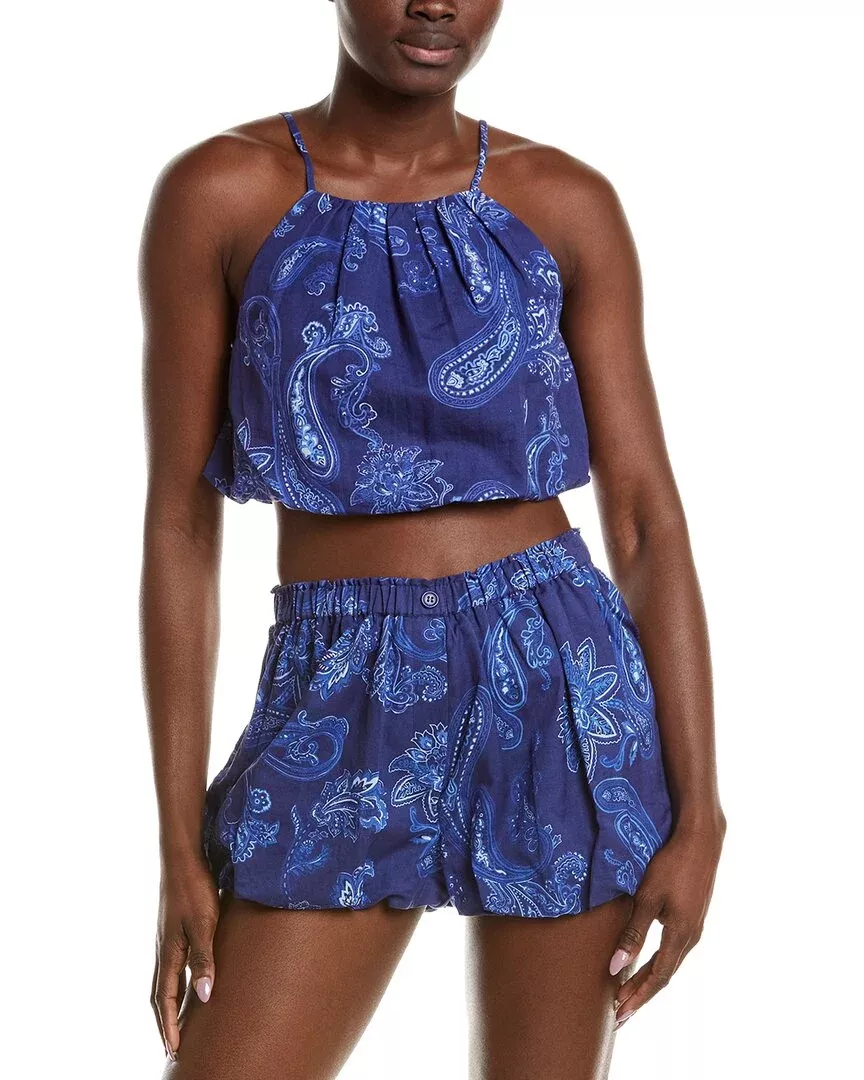 Rococo Sand Linen-Blend Bubble Top