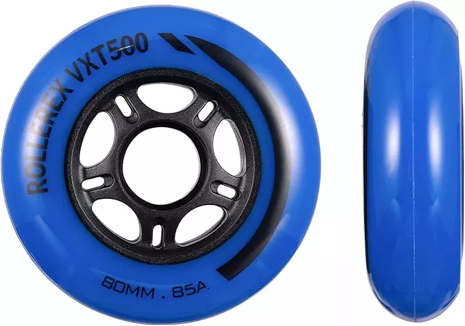 Rollerex VXT500 Inline Skate Wheels – 2-Pack (Optional Bearings, Spacers and Washers) - Durable Replacement Roller Blade Wheels for Indoor & Outdoor Skating (Deep Sea Blue, 80mm)