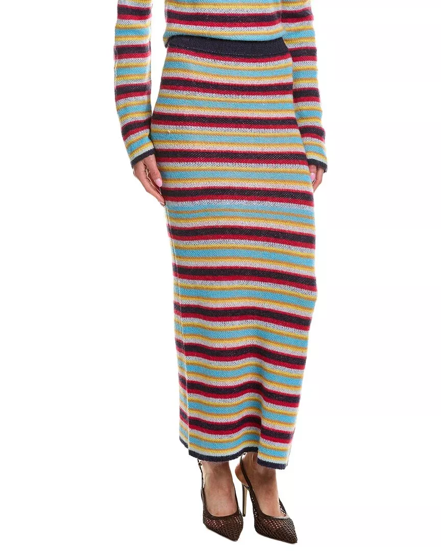 Rowing Blazers Stripe Wool & Mohair-Blend Maxi Skirt