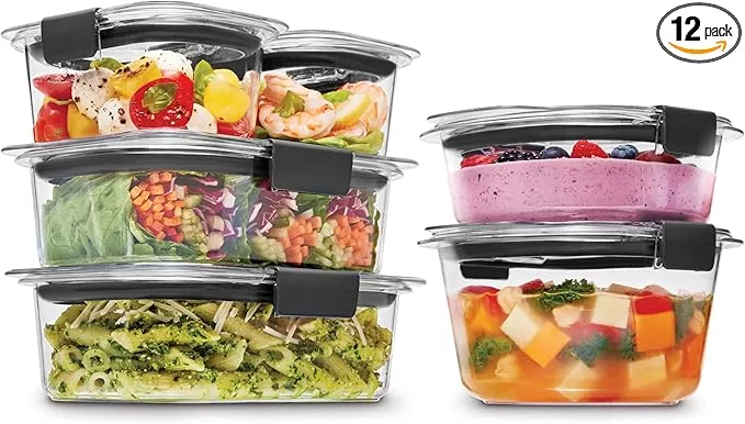 Rubbermaid Brilliance Round and Rectangular Leak Proof Food Storage Containers, 12 Piece Set