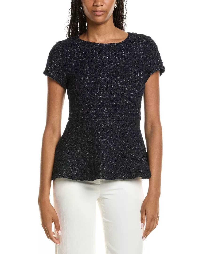Sail To Sable Tweed Wool-Blend Peplum Top