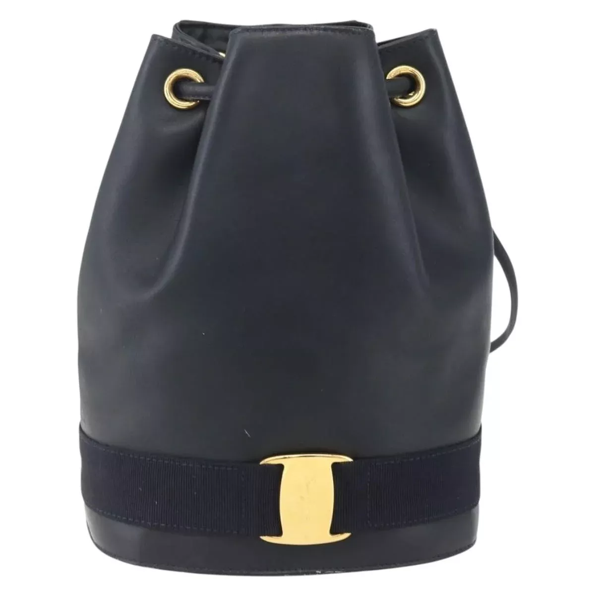 Salvatore Ferragamo Vala Backpack Leather Navy Leather Backpack Bag (Authentic Pre-Loved)
