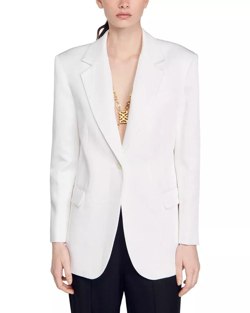 Sandro Alicia Linen-Blend Blazer