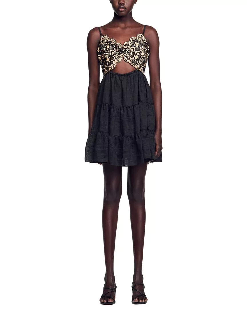Sandro Mathildana Linen-Blend Dress