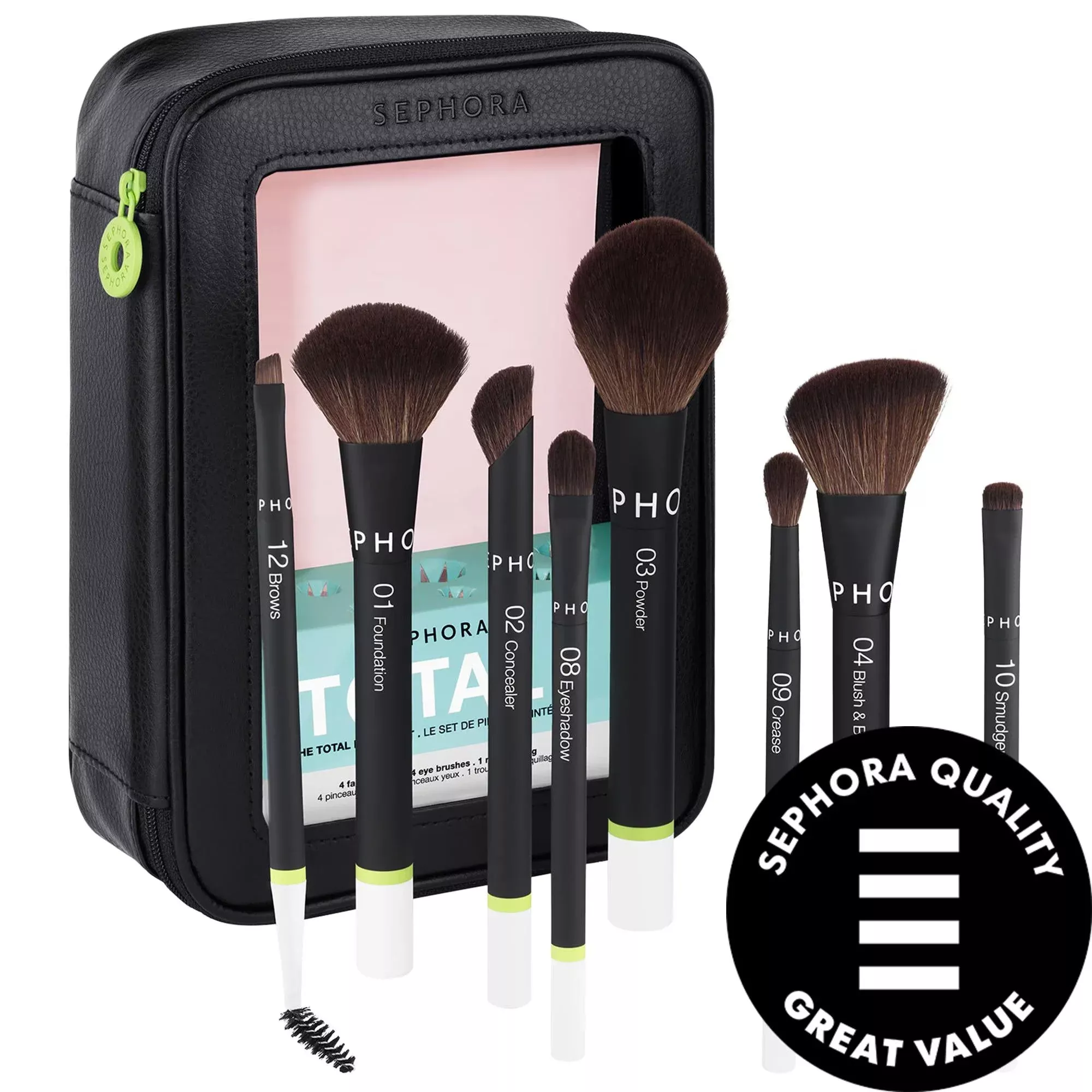 SEPHORA COLLECTION Total Brush Set - Vegan Makeup Brushes for Flawless Application, Eco-Friendly Beauty Tools