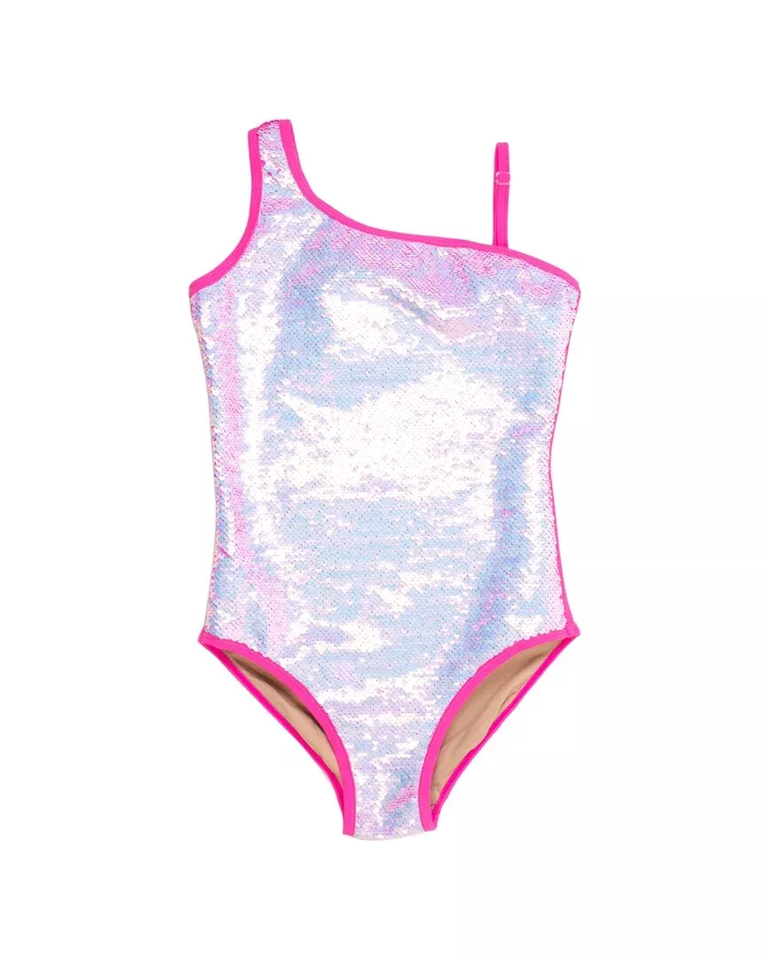 Shade Critters One-Shoulder Flip Sequin Swimsuit