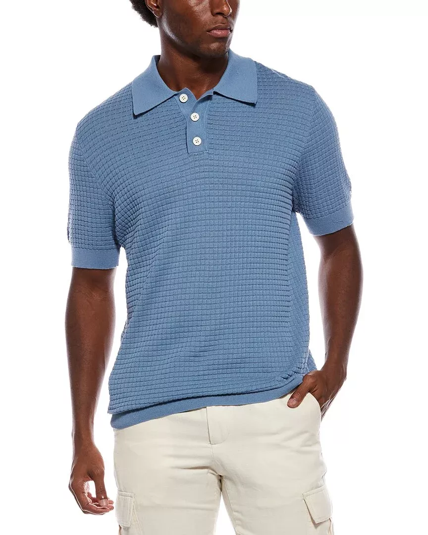 Slate & Stone Grid Stitch Polo Sweater