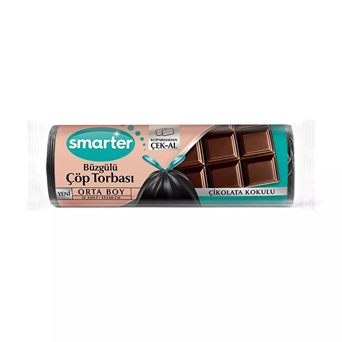 Smarter Chocolate Scented Garbage Bags - Medium Size Drawstring Trash Bags for Odor Control & Easy Disposal