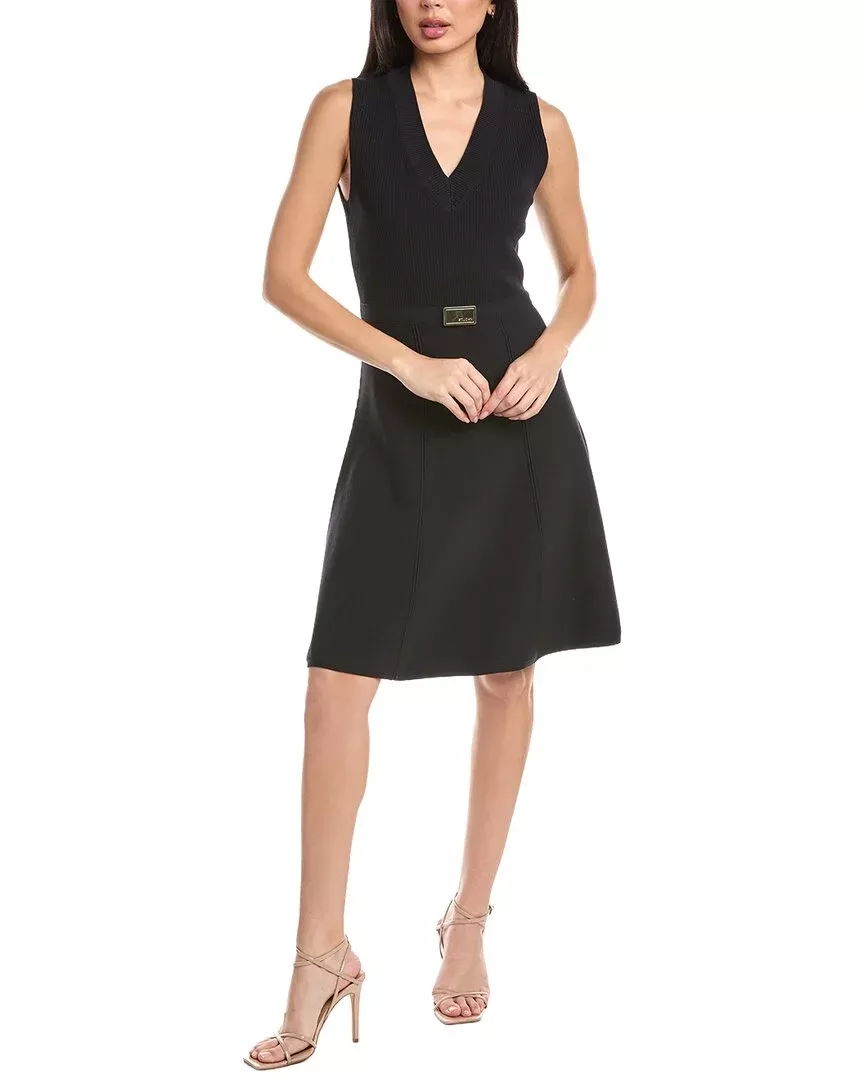 St. John Flared Knit Midi Dress
