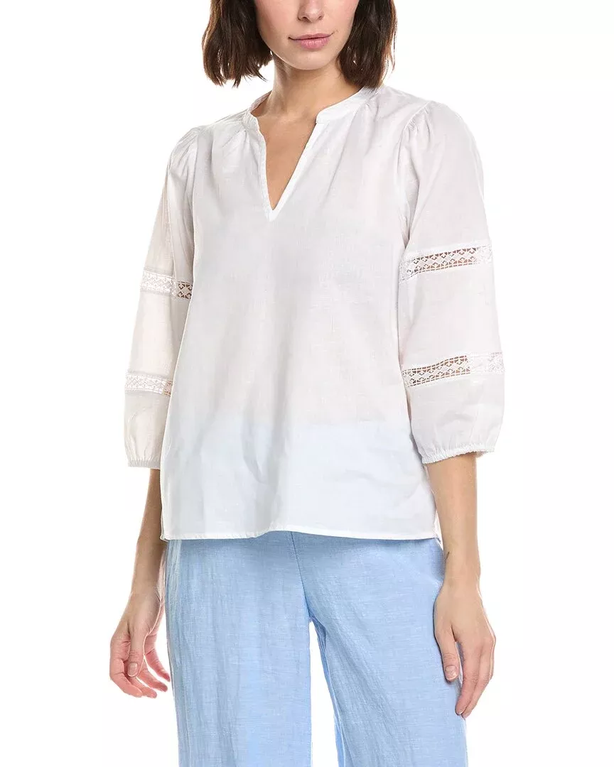 Stella Parker Constance Linen-Blend Blouse