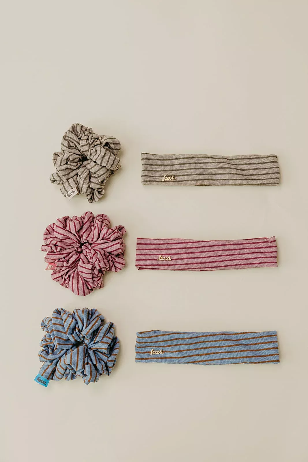 STRIPED OVERSIZED SCRUNCHIE + HEADBAND BUNDLE