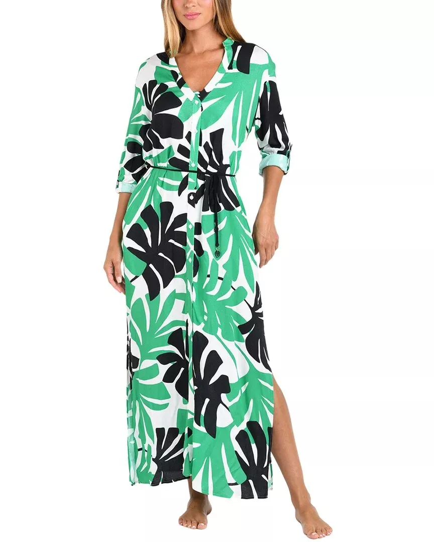 Sunshine 79 Monstera Maxi Dress W Pockets