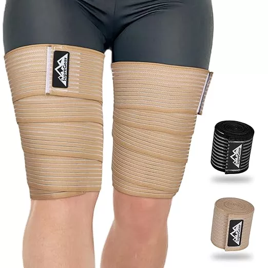 supregear 2 Pcs Hamstring and Thigh Compression Wraps, Adjustable Thigh Brace for Muscle Sprain, Quadricep Support Sleeve for Men and Women, Elastic Bandages for Knee Calf Arm Leg, 200 cm/79 in, Black