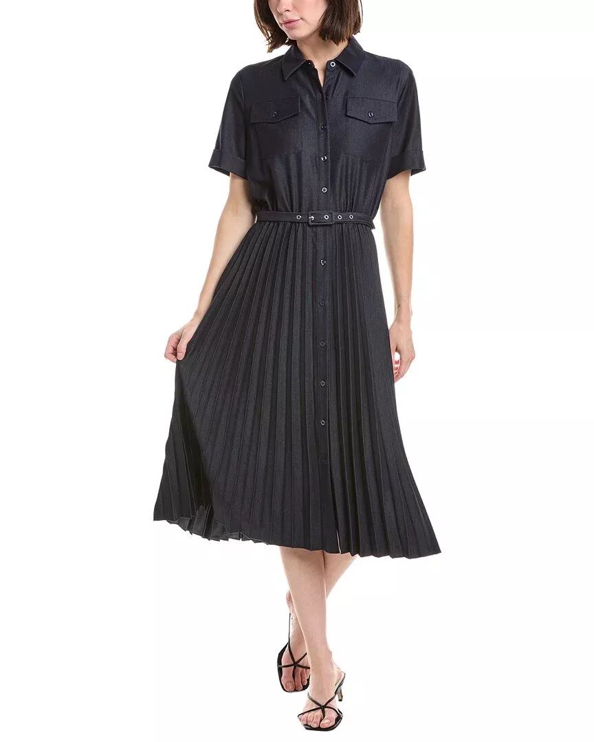 T Tahari Pleated Midi Dress