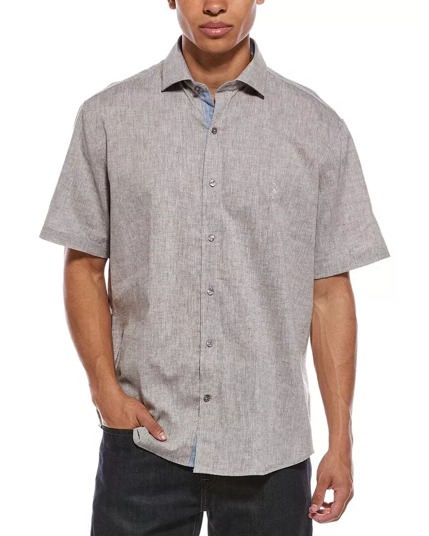Tailorbyrd Yarn Dyed Melange Linen-Blend Shirt