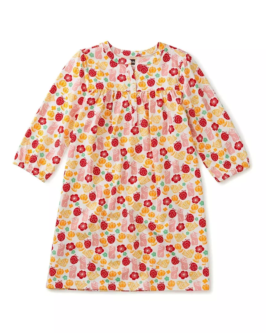 Tea Collection Puff Sleeve Henley Dress