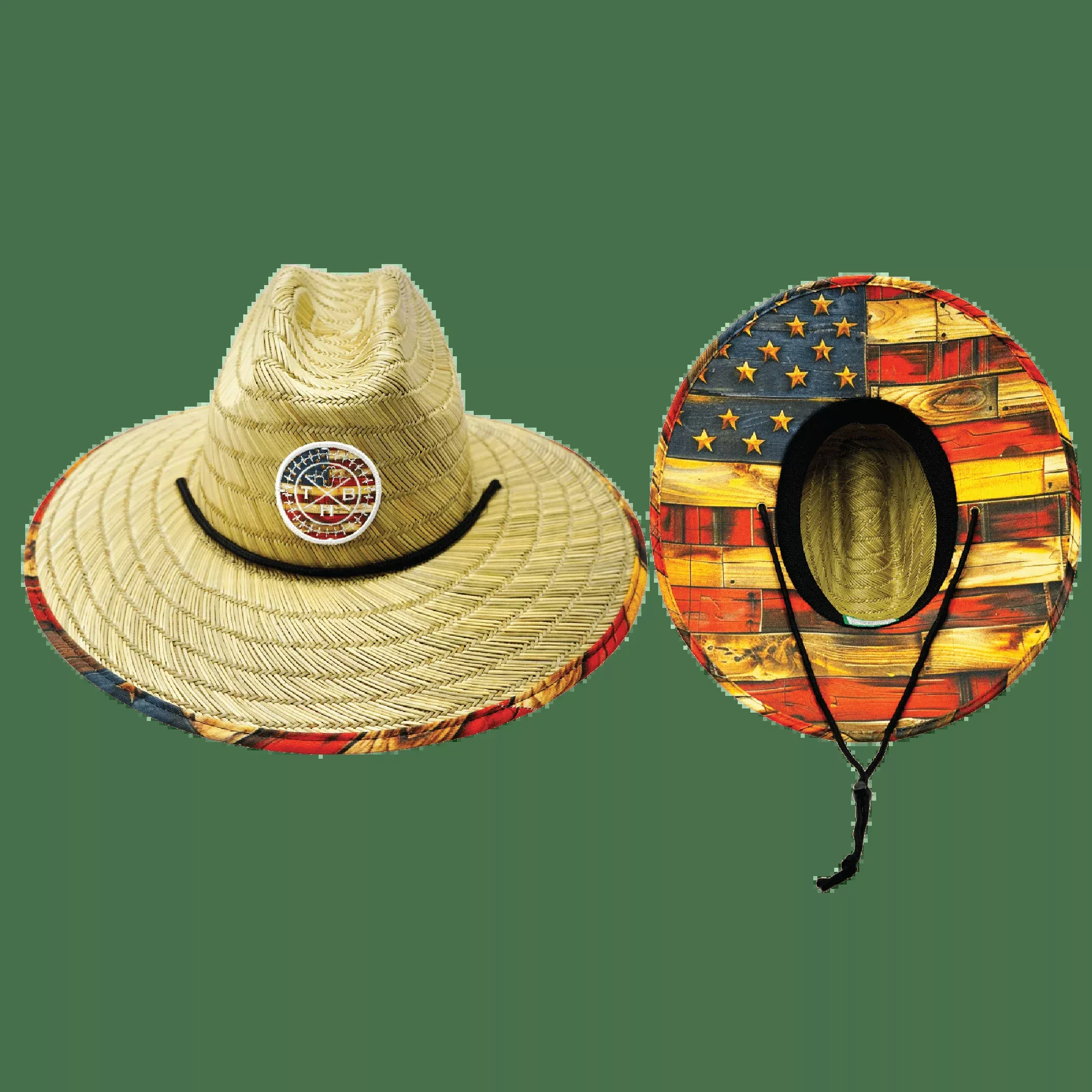 THB Straw - Sun Hat - Flag Stained Wood