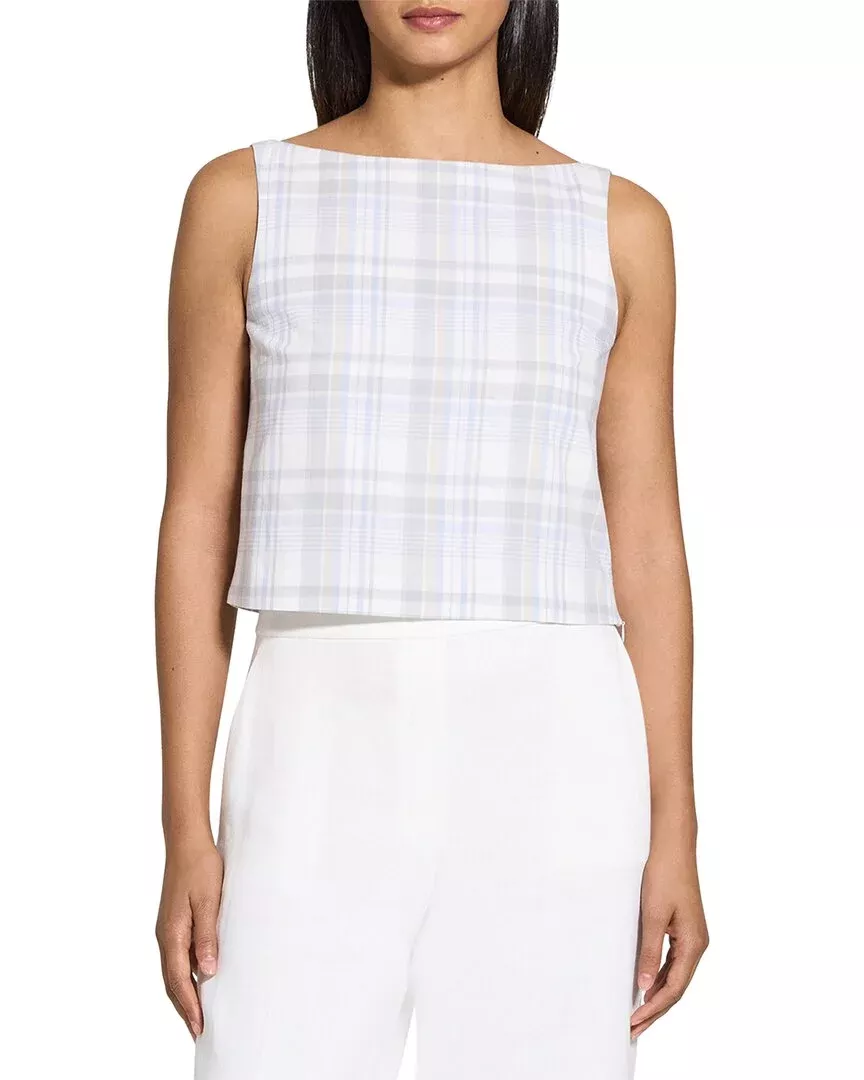 Theory Bateau Neck Linen-Blend Top