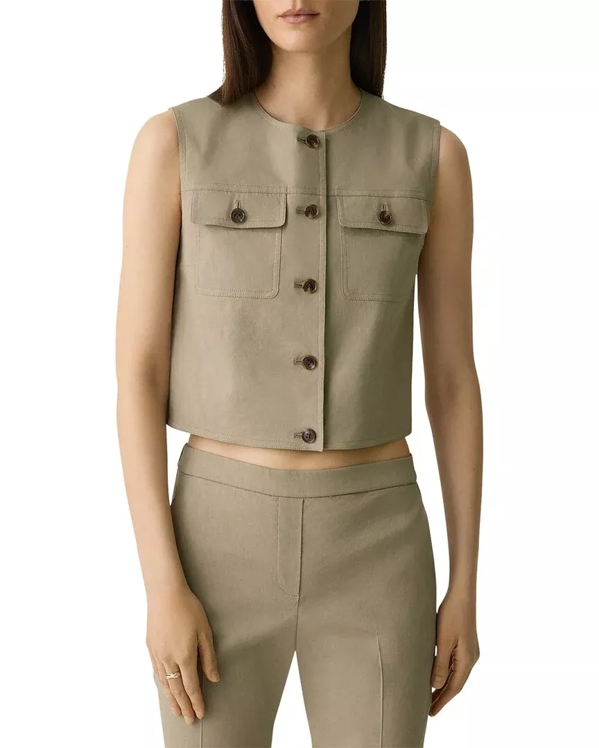 Theory Linen-Blend Trucker Vest