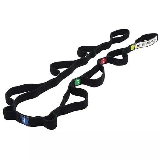 THERABAND Stretch Strap with Loops to Increase Flexibility, Dynamic Stretching Tool for Athletes Including Dancers, Cheerleaders, Gymnasts, Runners, Pilates and Yoga Elastic Stretch Out Band