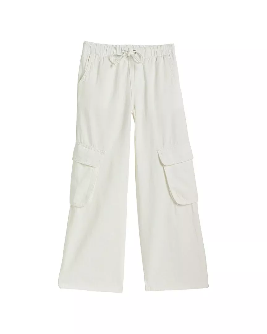 Tractr Jeans Cargo Pocket Pull-On Wide Leg Pant With Drawstring