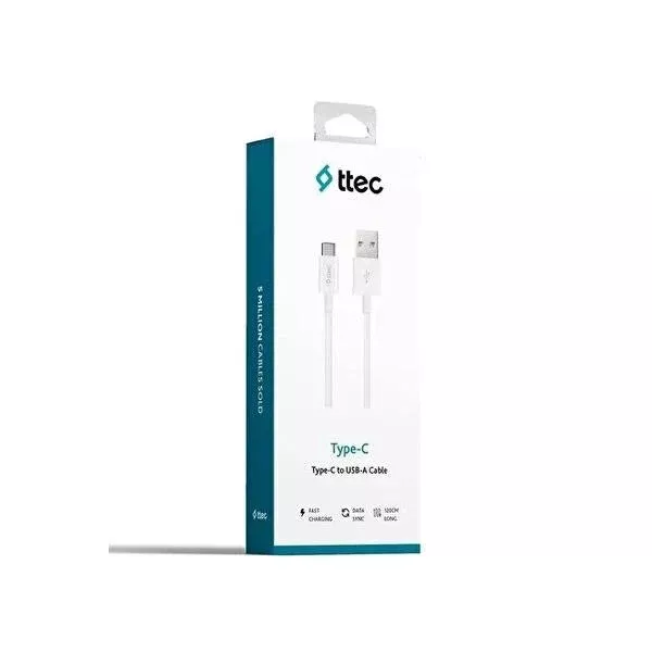 Ttec 120cm USB-A to USB-C Cable - Fast Charging & High-Speed Data Transfer, CE Certified