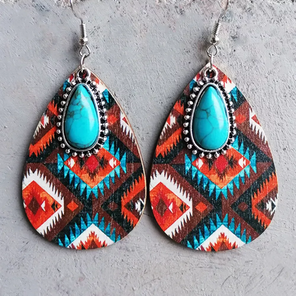Turquoise Geometric Teardrop Earrings - 3 Styles