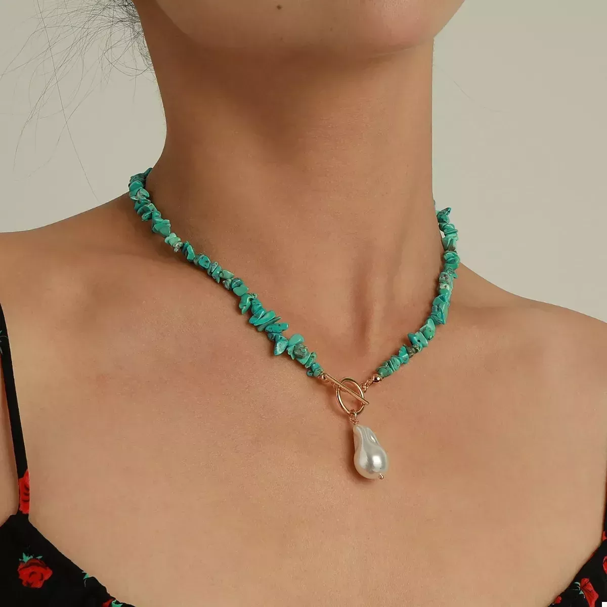 Turquoise Irregular Pearl Necklace