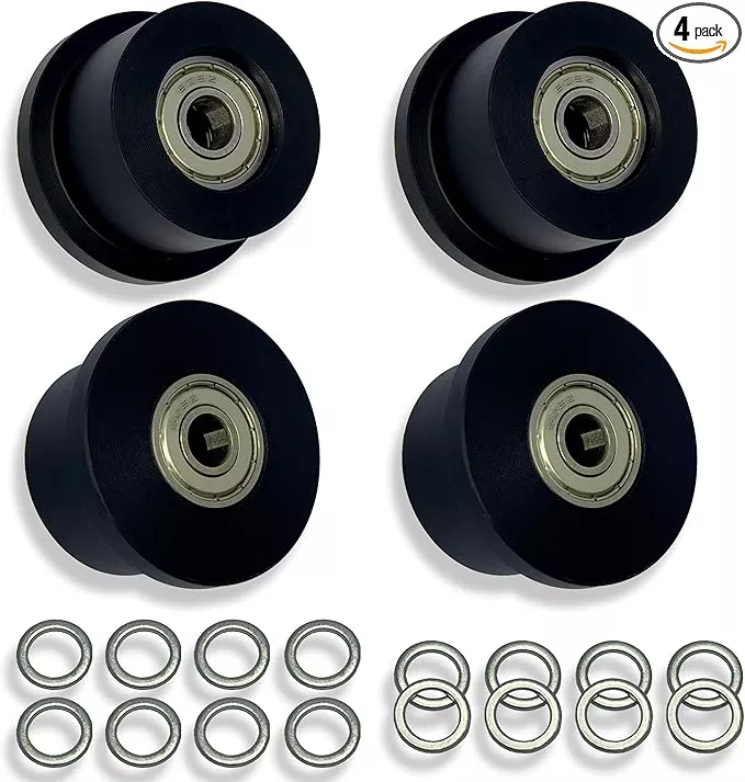 Upgraded Machined Wheels/Rollers Compatible with Total Gym,Replacement Parts for 1000,1100,1400,1500,1600,1700,1800,1900,Achiever,Force,Gold,Max,Platinum,Plus,Pro,Supra,Supreme,Ultima,Ultra,XLI,4Pcs
