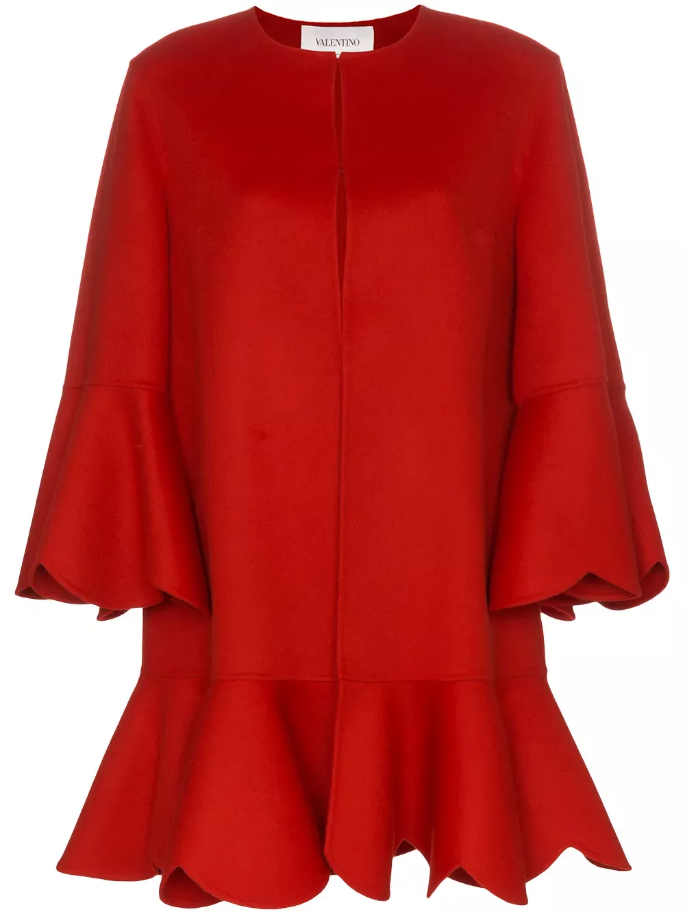 Valentino Garavani Collarless Ruffled Coat