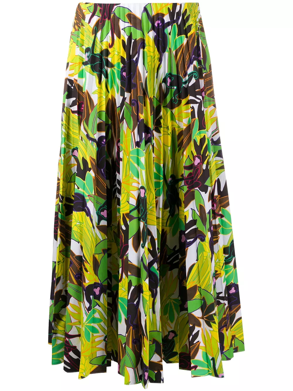 Valentino Garavani Monkey Forest Pleated Midi Skirt