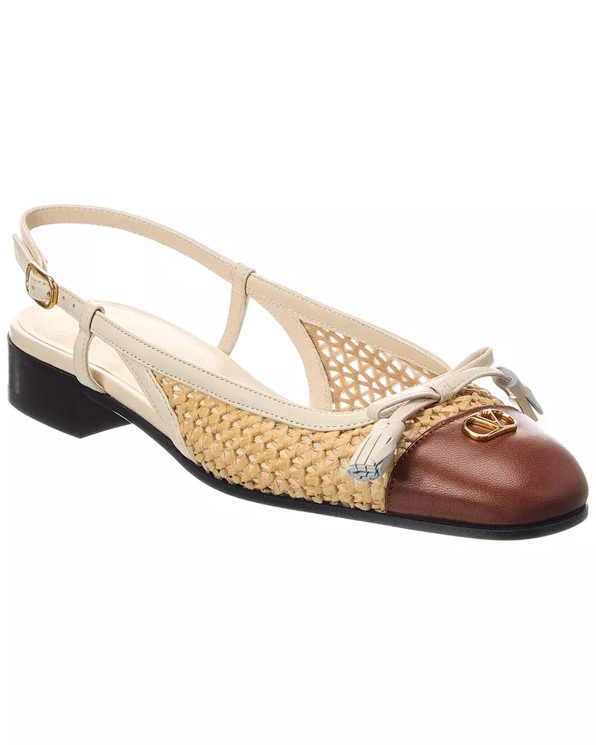 Valentino Logo Leather Ballerina Flat