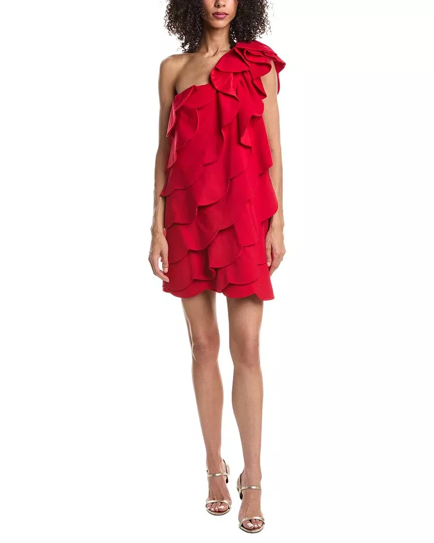 Valentino One-Shoulder Wool-Blend Mini Dress