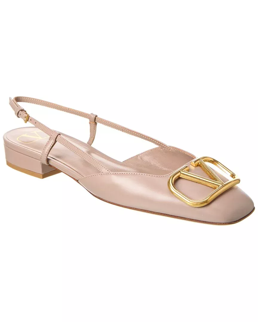 Valentino Vlogo Leather Slingback Flat