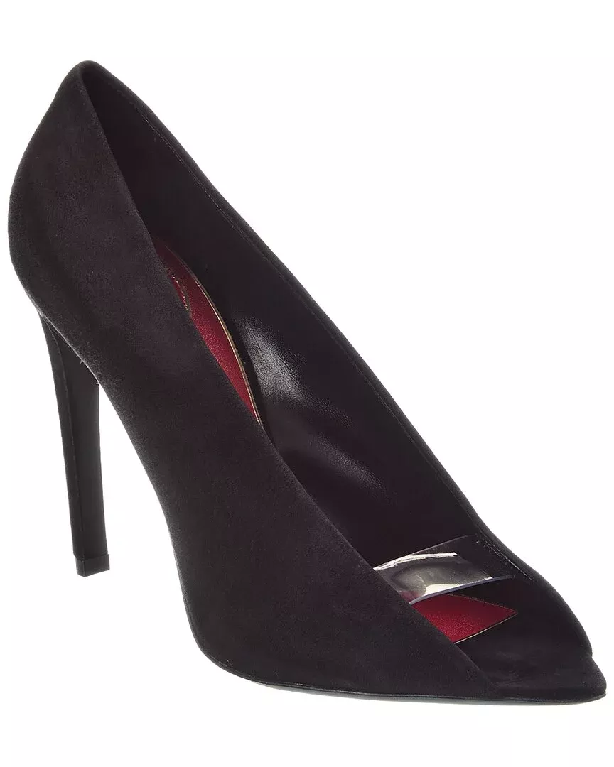 Valentino Vlogo Signature Open Toe Suede Pump