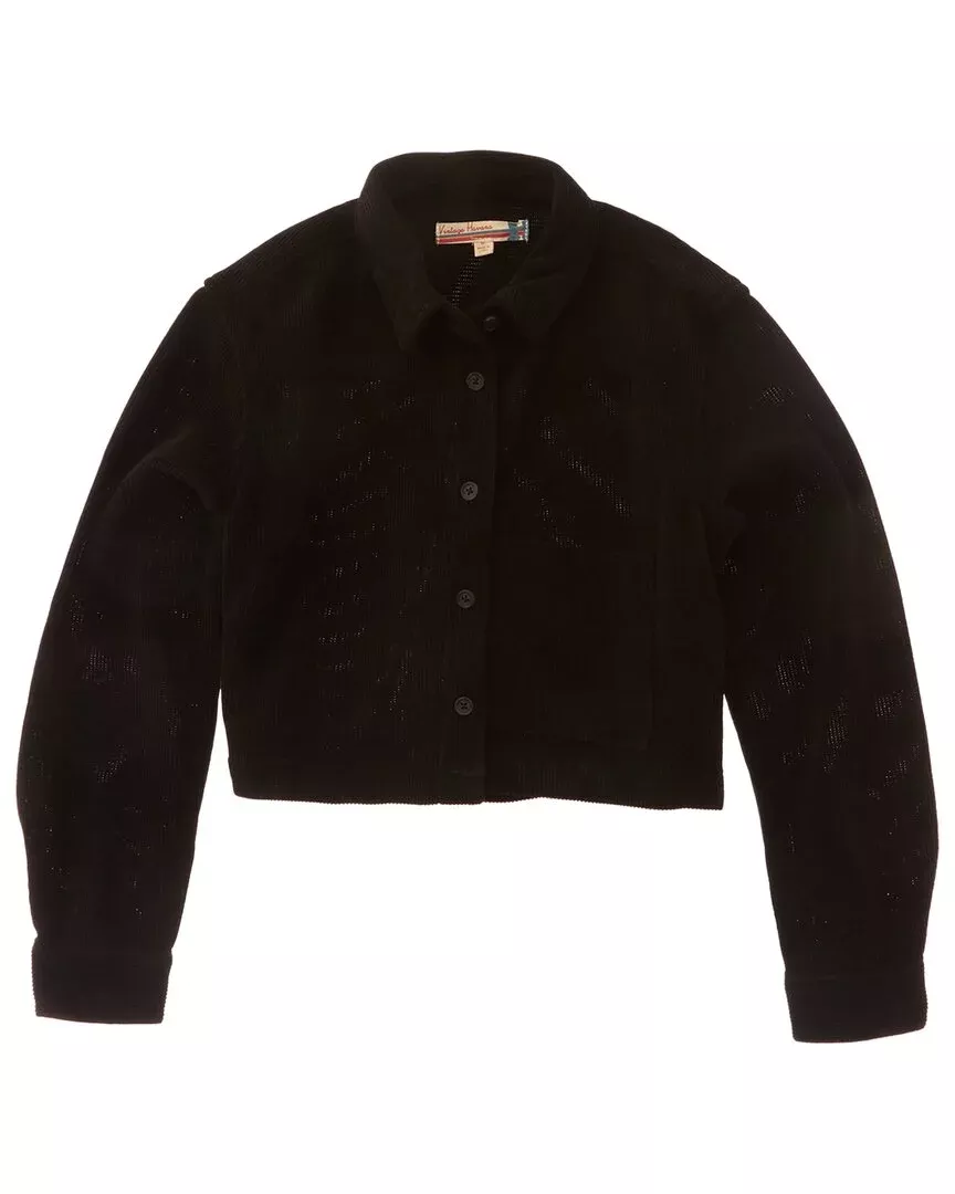 Vintage Havana Crop Corduroy Button-Up Jacket