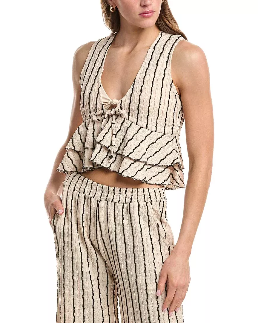 Vintage Havana Novelty Knit Tie Front Top