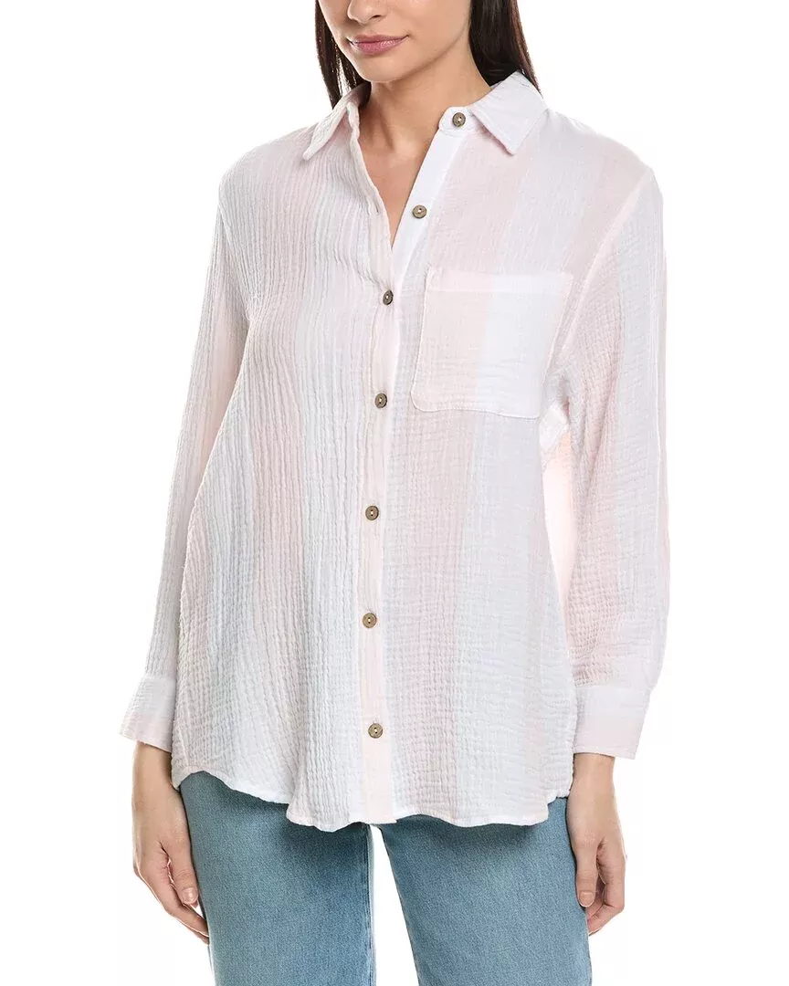 Vintage Havana Striped Gauze Button Down Shirt