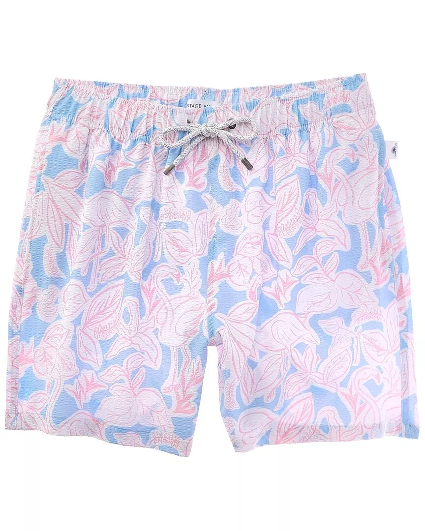 Vintage Summer Seersucker Swim Short