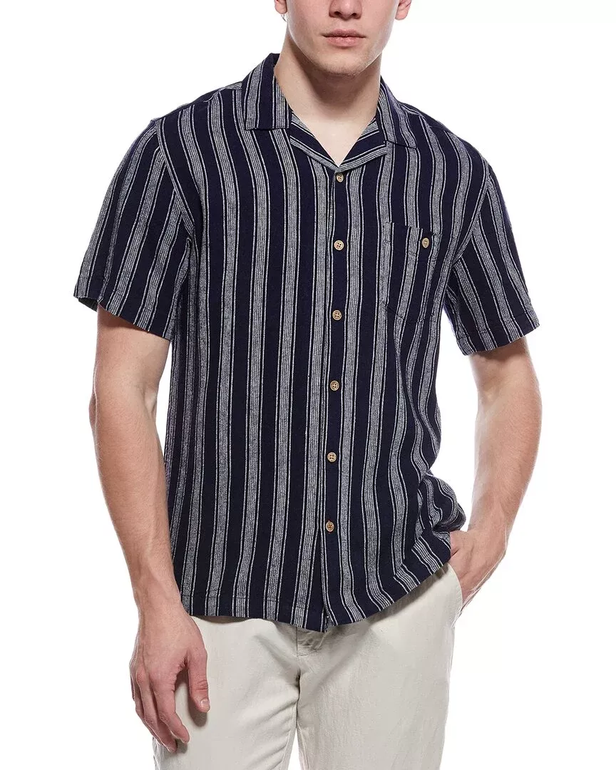 Weatherproof Vintage Linen-Blend Vertical Stripe Shirt