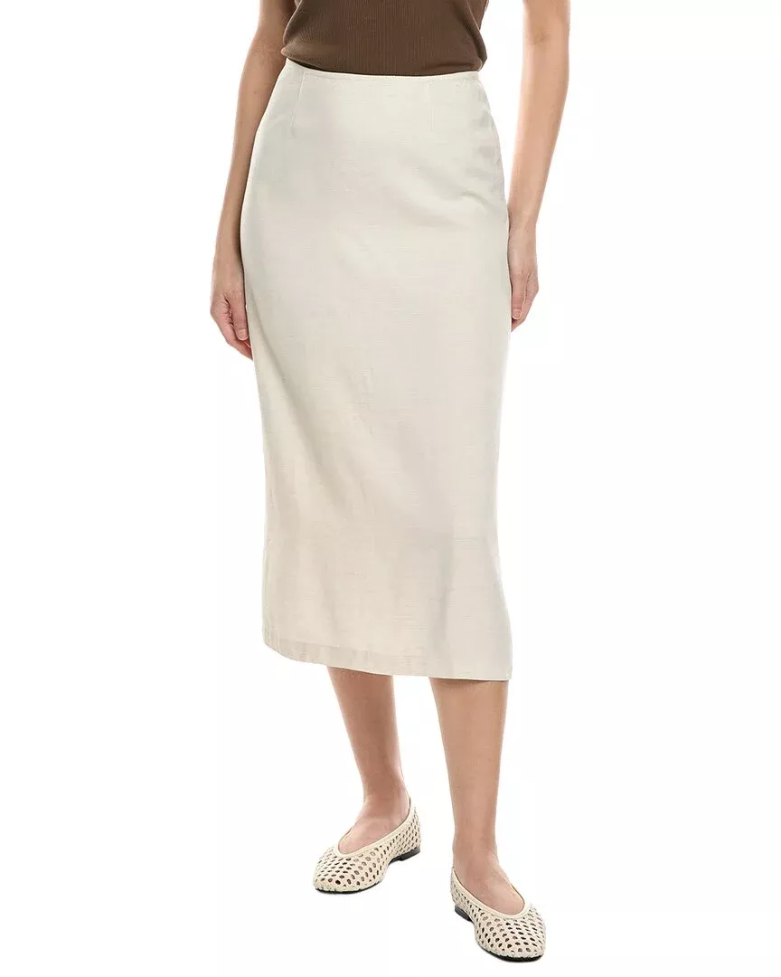 Weworewhat Linen-Blend Midi Skirt