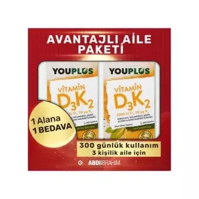 Youplus Vitamin D3 K2 Drops: Boost Bone Health & Immunity - Easy Absorption Liquid Supplement